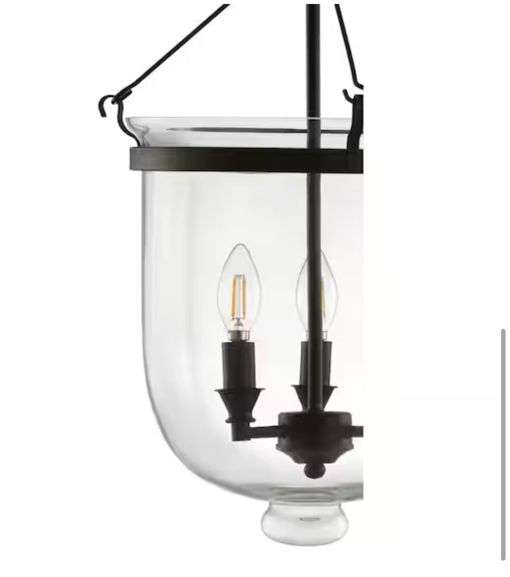 Charlotte 14.5 in. Oil Rubbed Bronze Metal/Glass LED Semi-Flush Mount