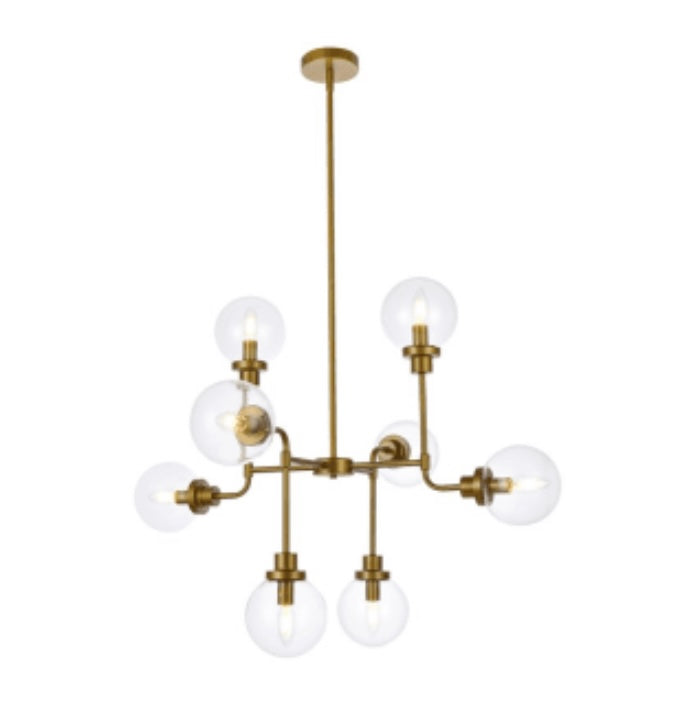 Elegant Lighting Hanson 8 Light 36" Wide Abstract Chandelier with Clear Glass Shades