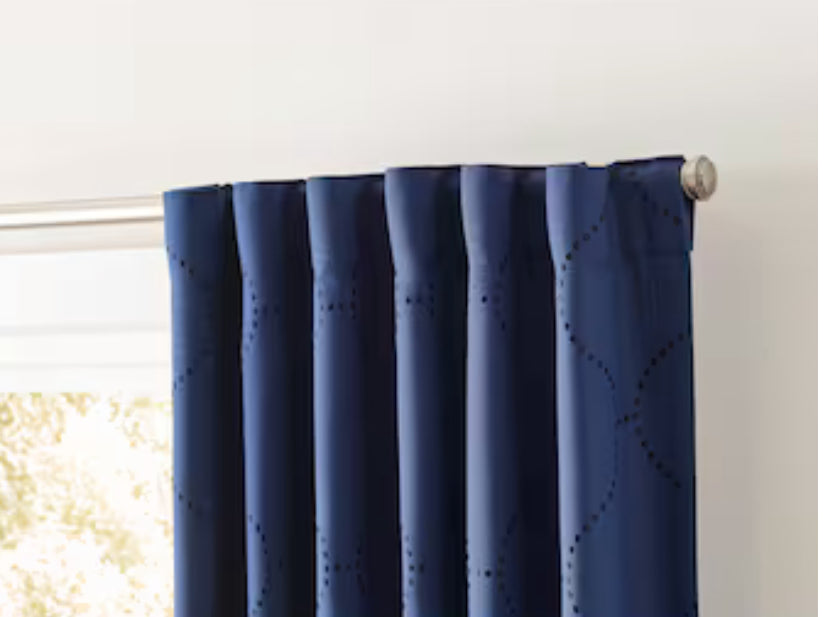 allen + roth 84-in Navy Geometric Blackout Thermal Lined Back Tab Single Curtain Panel