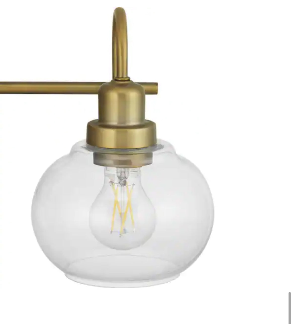 Halyn 31-3/8 in. 4-Light Vintage Brass Industrial Bathroom Vanity Light with Clear Glass Shades