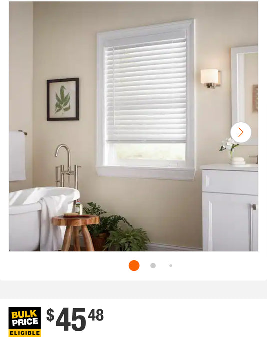 White Cordless Faux Wood Blinds for Windows with 2 in. Slats - 32 in. W x 64 in. L (Actual Size 31.5 in. W x 64 in. L)