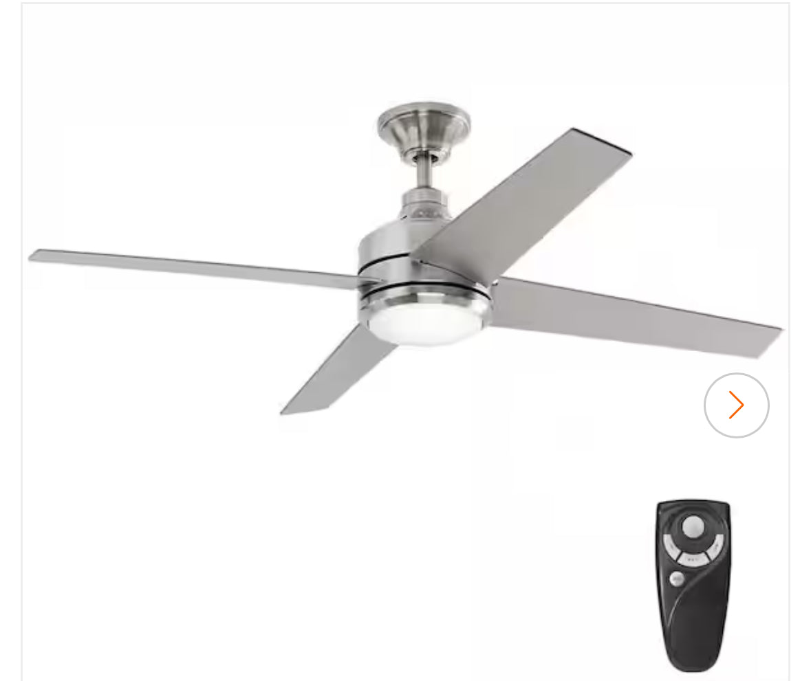 Mercer 52 in. LED Indoor Brushed Nickel Ceiling Fan with Light Kit and Remote Control
11.4k