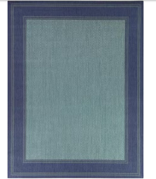 Navy/Aqua 4 x 6 Border Indoor/Outdoor Area Rug