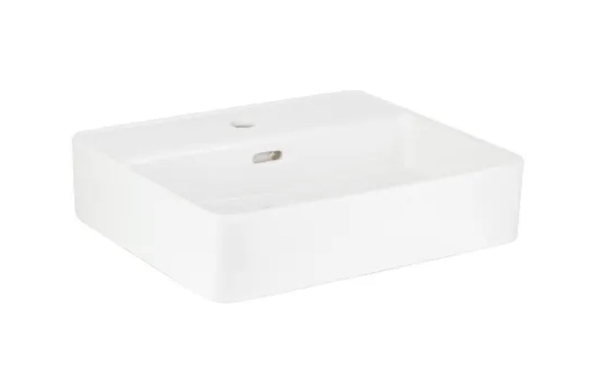 Signature Hardware Hibiscus 20" Fireclay Vessel Bathroom Sink with Single Faucet Hole