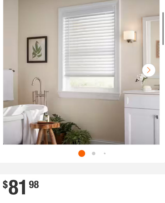 White Cordless Faux Wood Blinds for Windows with 2 in. Slats - 39 in. W x 84 in. L (Actual Size 38.5 in. W x 84 in. L)