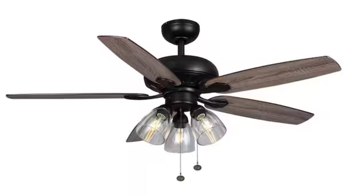 Rockport 52 in. LED Matte Black Ceiling Fan with Five Reversible Blades