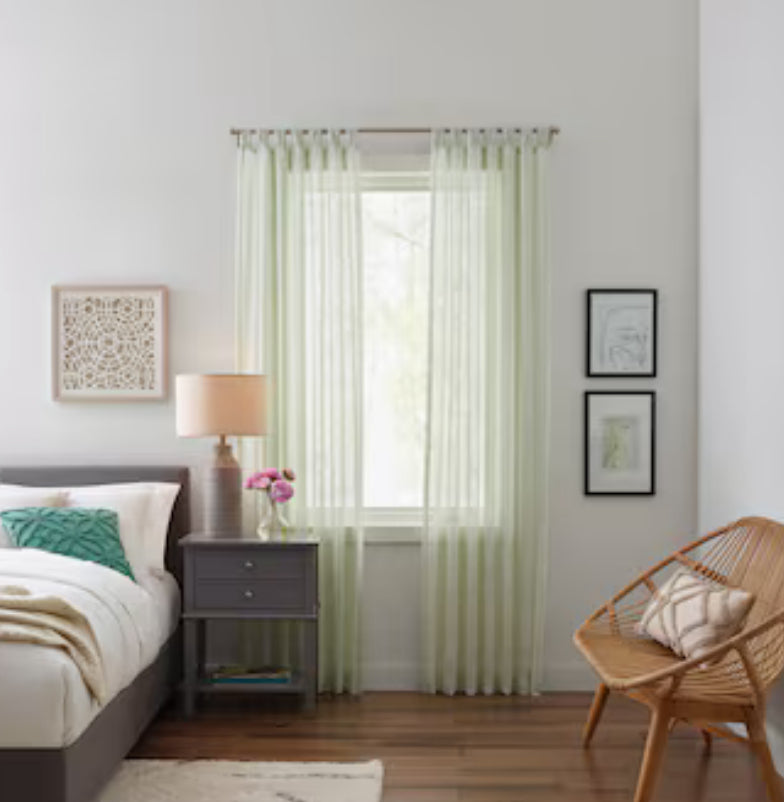 Origin 21 84-in Seagreen Geometric Light Filtering Top Tab Single Curtain Panel