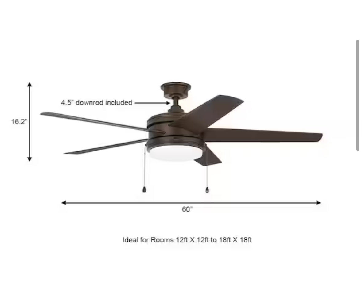 Portwood 60 in. Indoor/Outdoor Wet Rated Espresso Bronze Ceiling Fan with Integrated LED Included