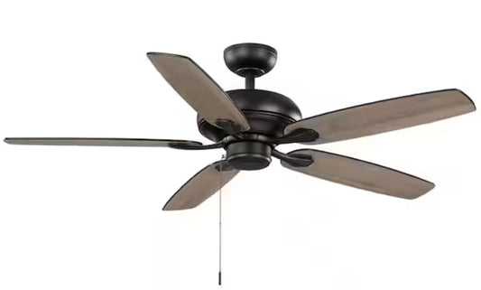 Rockport 52 in. LED Matte Black Ceiling Fan with Five Reversible Blades