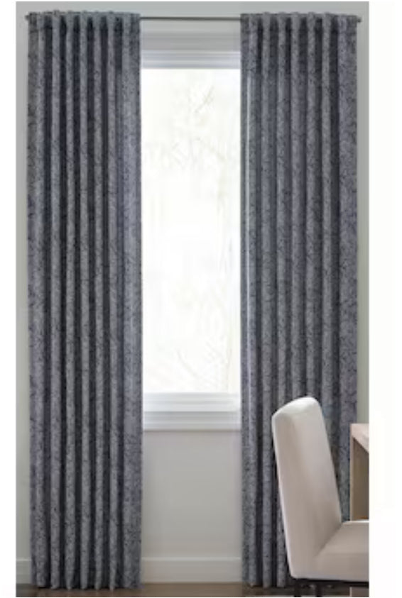 Origin 21 84-in Navy Abstract Room Darkening Thermal Lined Back Tab Single Curtain Panel