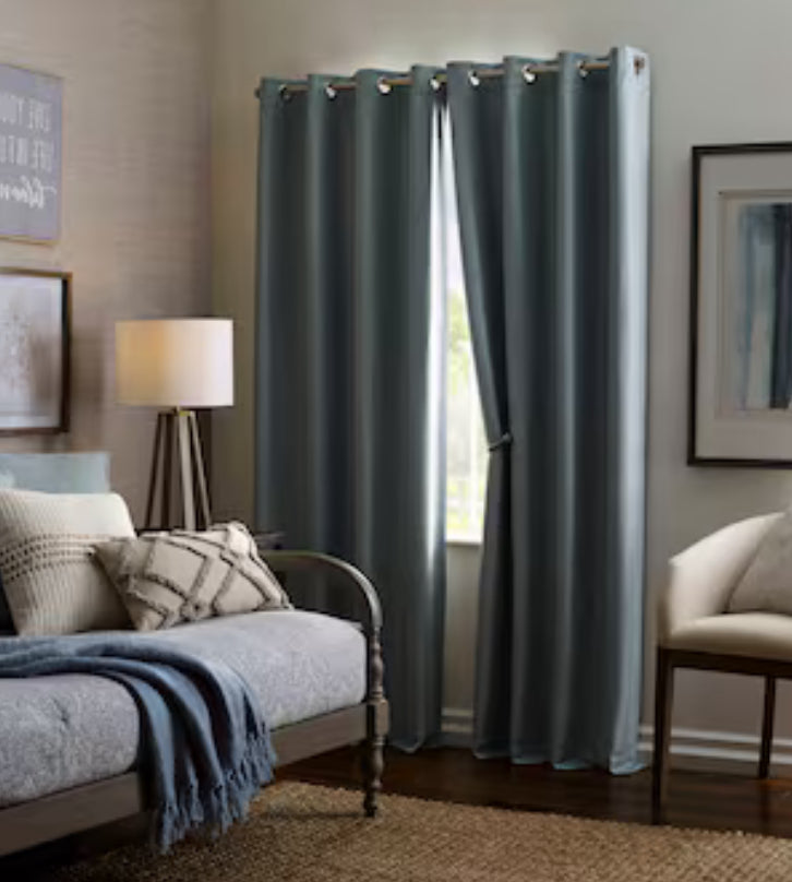 allen + roth 84-in Spa Geometric Blackout Thermal Lined Grommet Single Curtain Panel