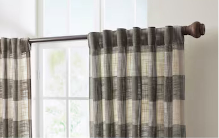 allen + roth 84-in Black Plaid Light Filtering Back Tab Single Curtain Panel