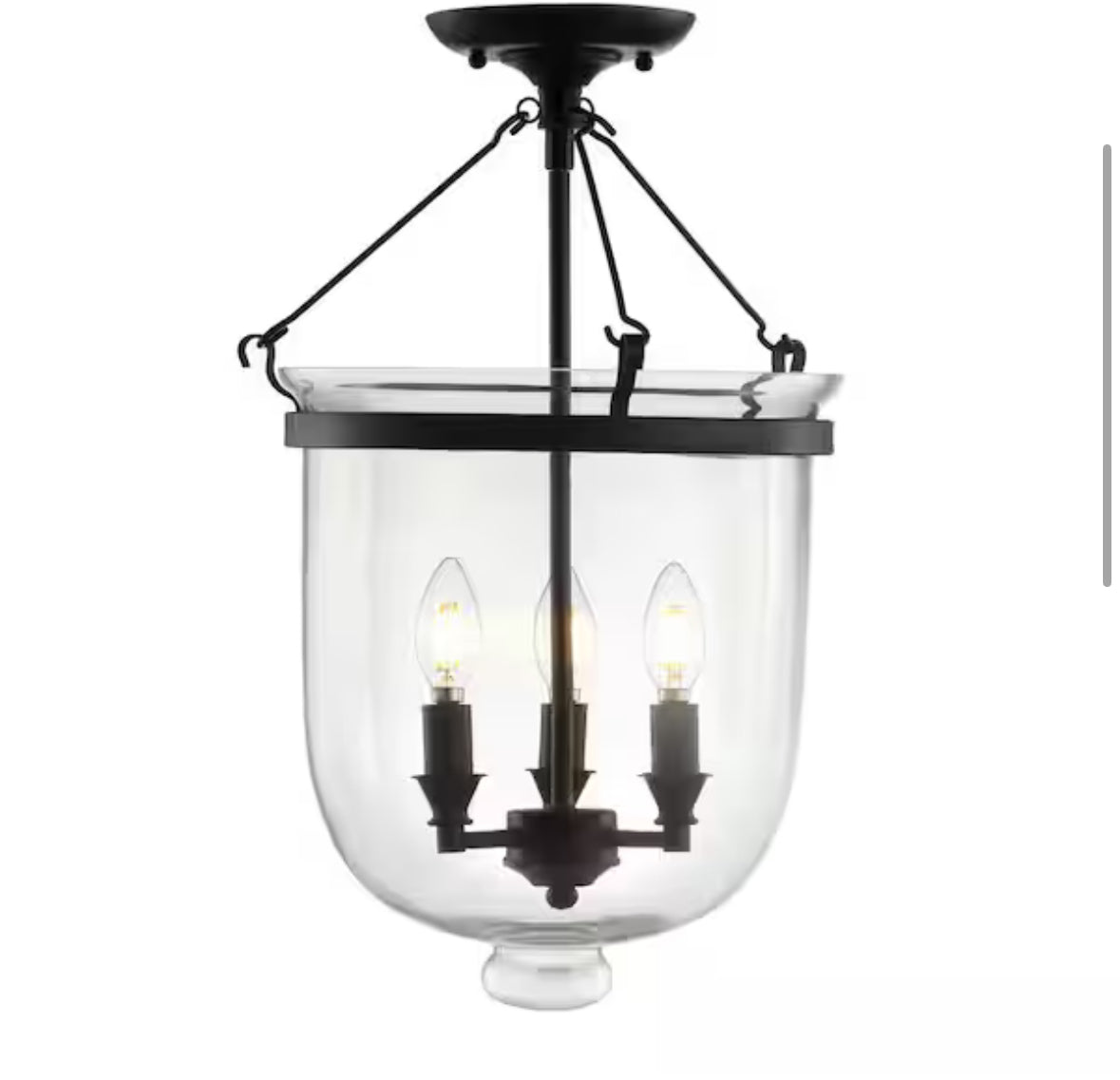 Charlotte 14.5 in. Oil Rubbed Bronze Metal/Glass LED Semi-Flush Mount