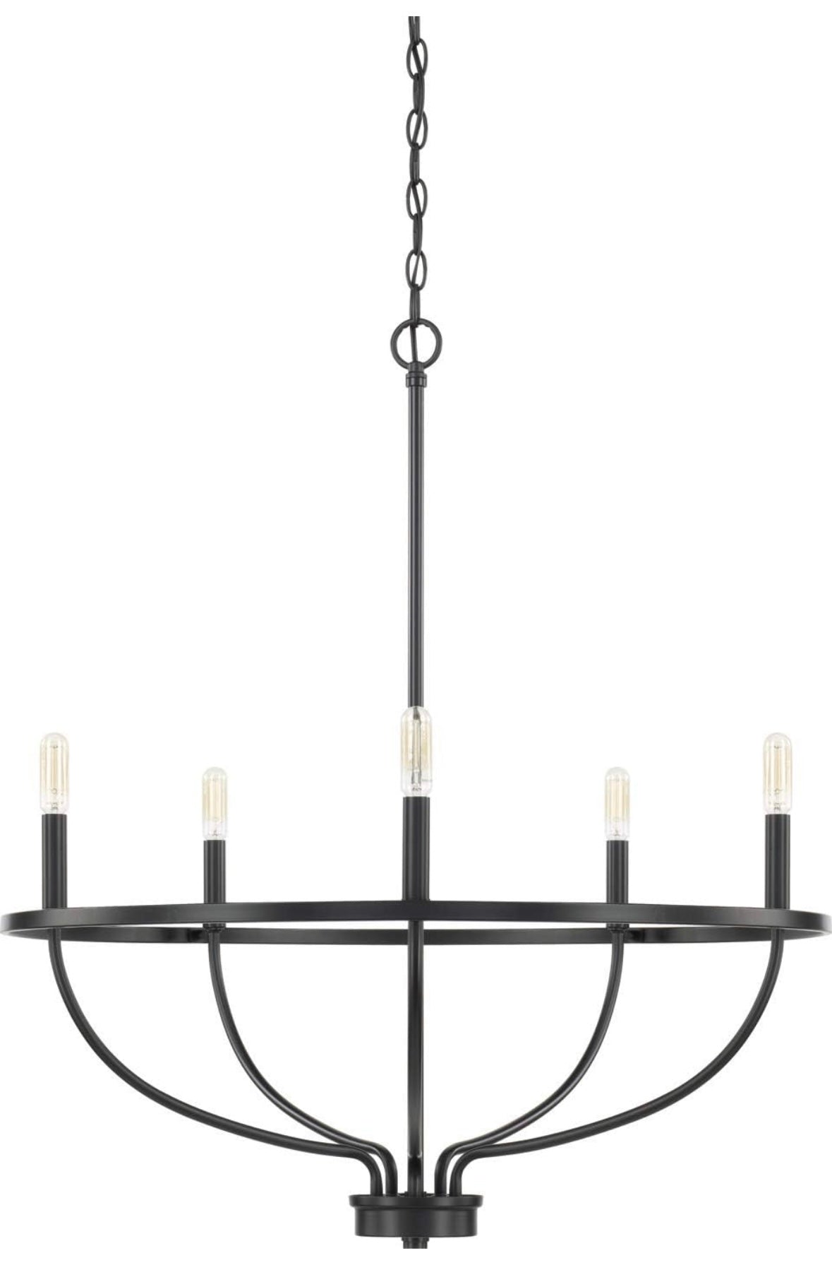 HomePlace Lighting 428551MB Greyson Urban/Industrial Vine-Style Round Chandelier, 5-Light 300 Total Watts, 33" H x 29" W, Matte Black