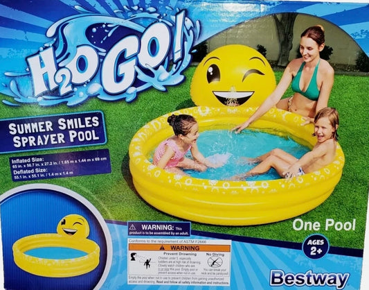 H2O GO! Summer Smiles Sprayer Pool Built-In Sprayer, 65” x 56.7” x 27” Age 2+