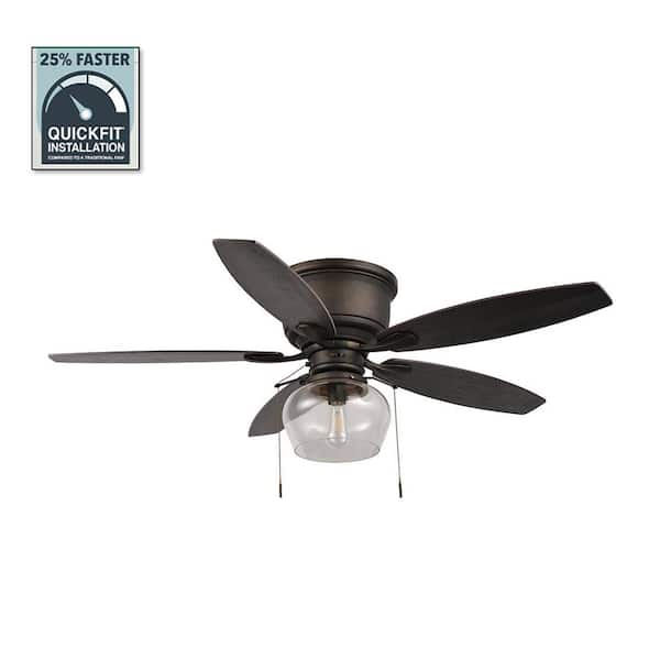 Stoneridge 52 in. LED Indoor/Outdoor Bronze Hugger Ceiling Fan with Light Kit