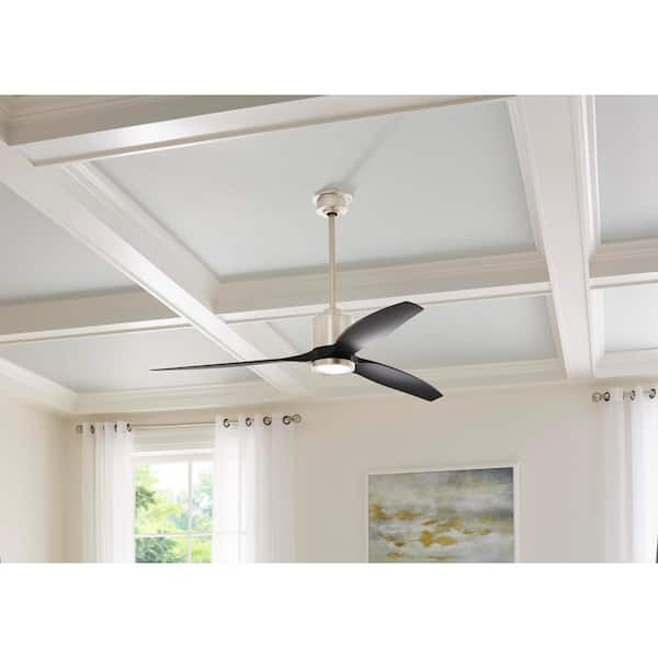 Triplex 60 in. LED Brushed Nickel Ceiling Fan with Light and Remote Control