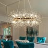 Calzada Decor 20-Light Gold Dandelion Firework Chandelier, Round Pendant Ceiling Lighting