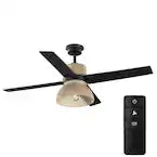 Savannah 52 in. Indoor LED Matte Black Dry Rated Ceiling Fan with 4 Reversible Blades, Light Kit and Remote Control