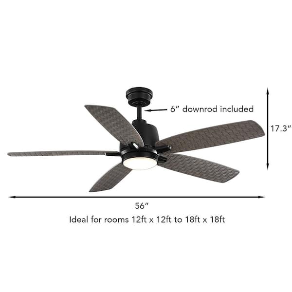 Hayden Lake 56 in. White Color Changing LED Indoor/Outdoor Matte Black Ceiling Fan with Light Kit and Remote Control