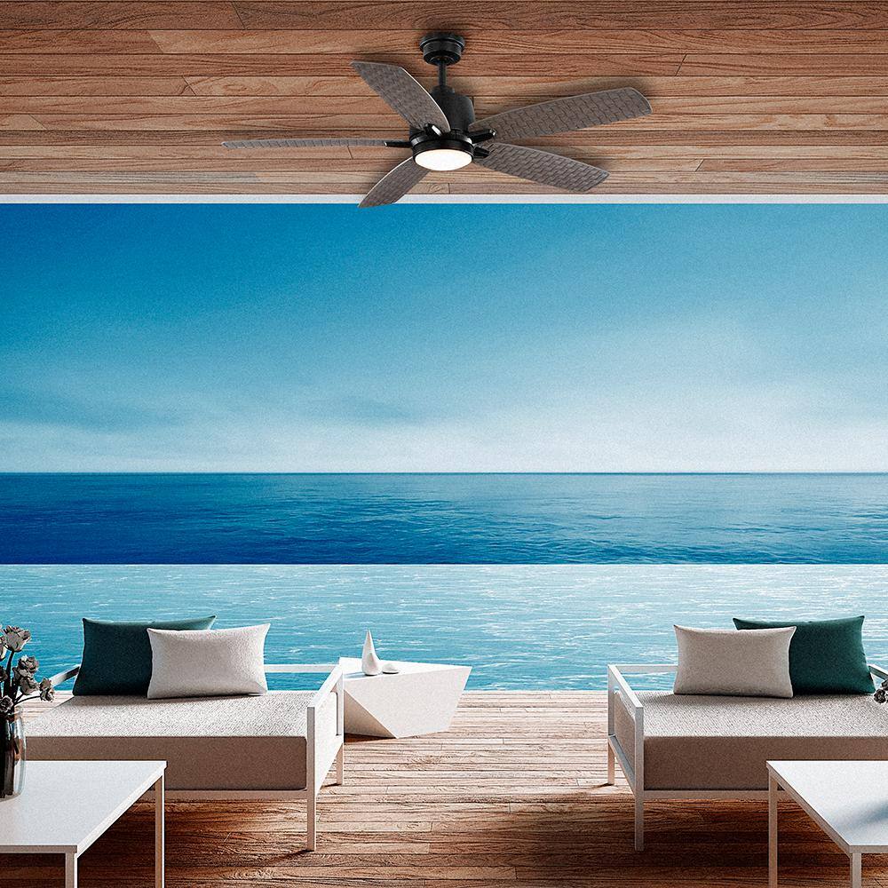 Hayden Lake 56 in. White Color Changing LED Indoor/Outdoor Matte Black Ceiling Fan with Light Kit and Remote Control