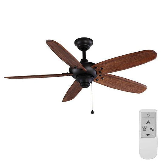 Altura 48 in. Indoor/Outdoor Matte Black Ceiling Fan with Downrod and Reversible Motor; Light Kit Adaptable