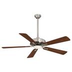 MinkaAire Contractor 52 in. Integrated LED Indoor Brushed Nickel with Dark Walnut Ceiling Fan with Light with Remote Control