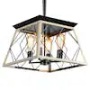 4-Light Oak Metal Solid Ceiling Lights Industrial Kitchen Island Pendant Light