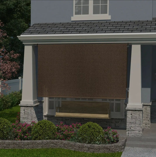 Coolaroo Walnut UV Blocking Fade Resistant Fabric Exterior Roller Shade 48 in. W x 96 in. L