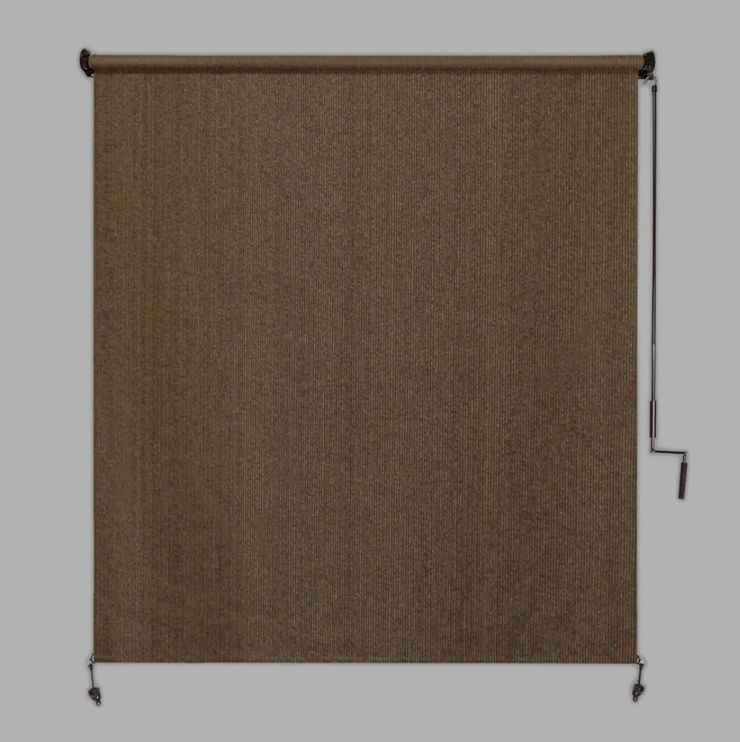 Coolaroo Walnut UV Blocking Fade Resistant Fabric Exterior Roller Shade 48 in. W x 96 in. L