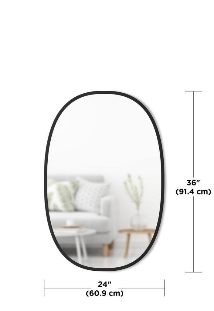 Umbra Hub 24 in. H x 36 in. W Oval Black Modern Mirror