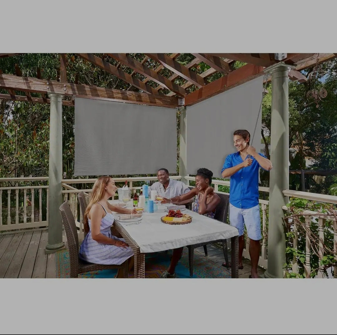 Coolaroo Stone Cordless UV Blocking Fade Resistant Fabric Exterior Roller Shade 72 in. W x 96 in. L