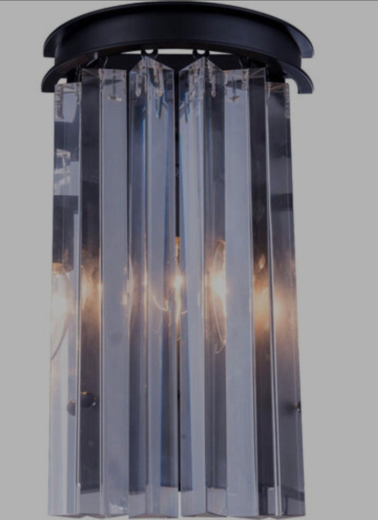 Elegant Lighting Sydney 2 Light 8 inch Matte Black Wall Sconce Wall Light in Clear, Urban Classic