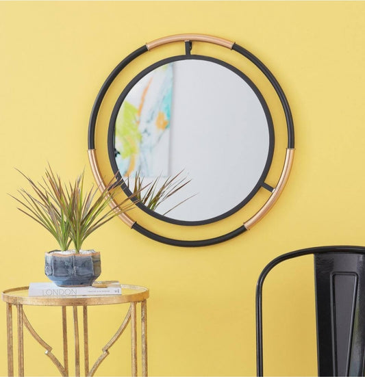 Stylewell Medium Round Black and Gold Modern Accent Mirror
178