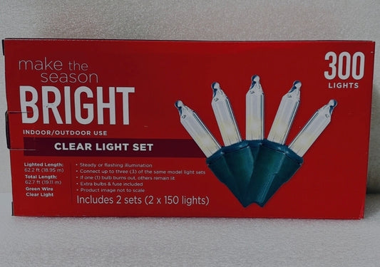 Make The Season BRIGHT Indoor/Outdoor 300Ct Clear Light Set